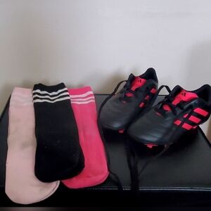 Girl's Adidas Goletto VII Soccer Cleats & 3 Pairs Of Matching Soccer Socks